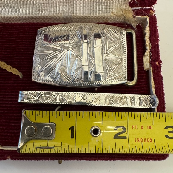 Vintage .950 Silver Belt Buckle and Tie Clip - Picture 6 of 7